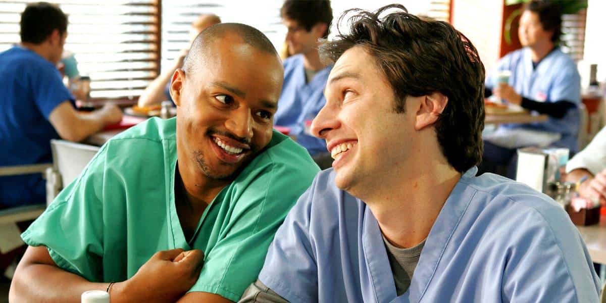 entdecken sie, wie zach braff und donald faison als neue gesichter in der serie scrubs begeistern. erleben sie humorvolle und bewegende momente mit den beliebten schauspielern.